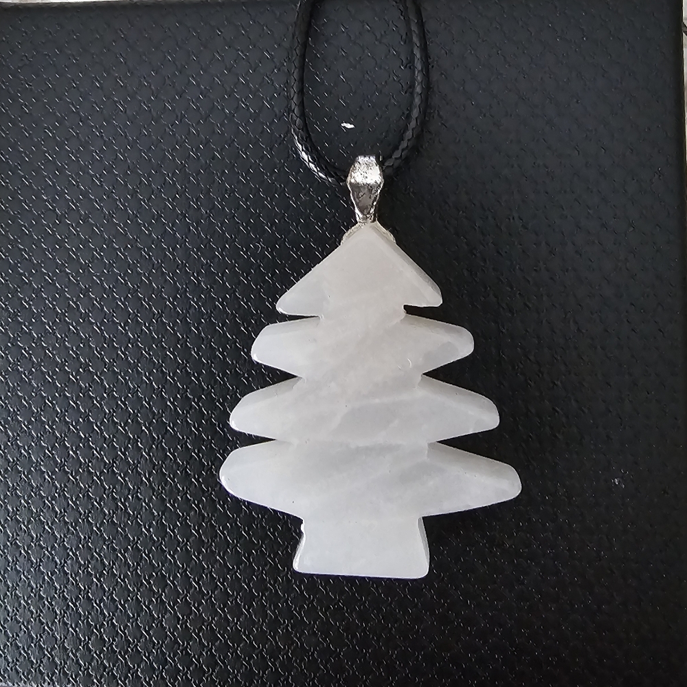 Elegant Milky Quartz Tree Pendant Necklace